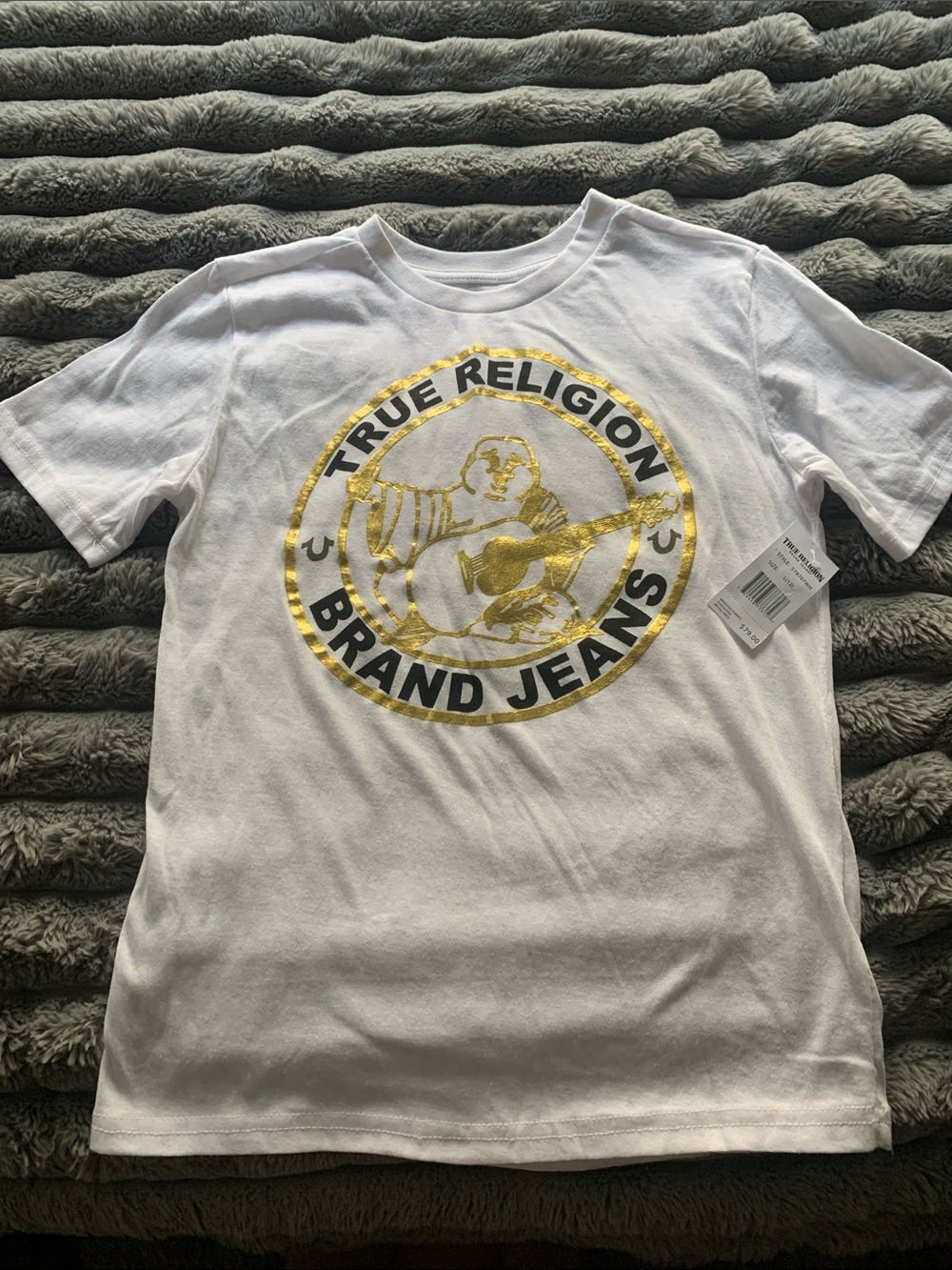 True Religion White T-Shirt with Gold Foil Logo